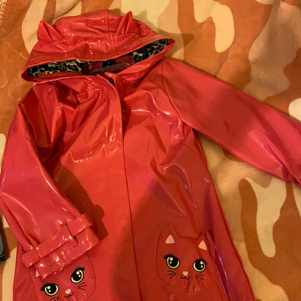Hot pink cat rain jacket
